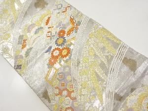 アンティーク　蝶に花･古典柄織り出し袋帯（材料）
